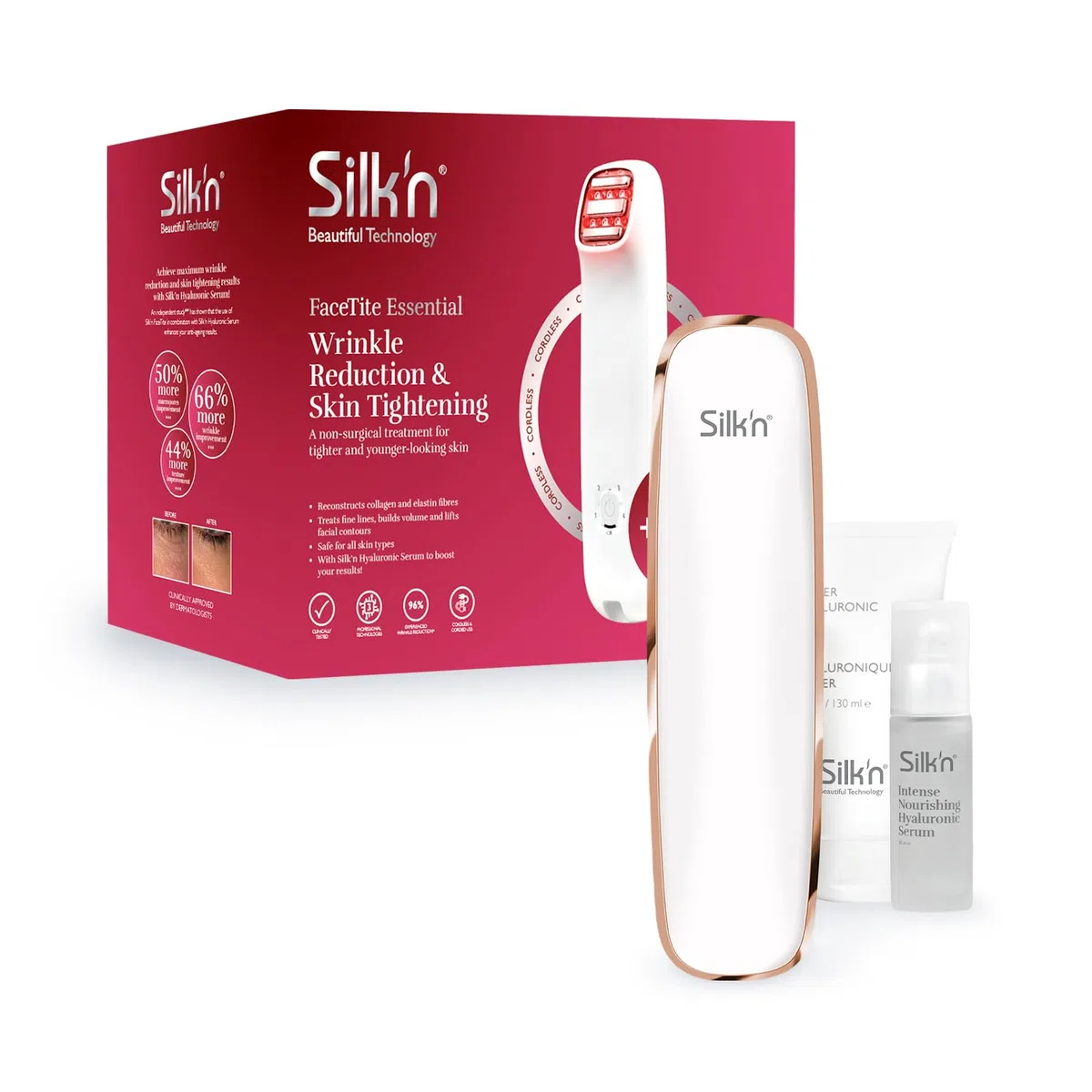 Silk'n FaceTite Essential Cordless - kabelloses Gerät zur Faltenreduzierung und Hautstraffung mit HT Technologie - klinisch getestet