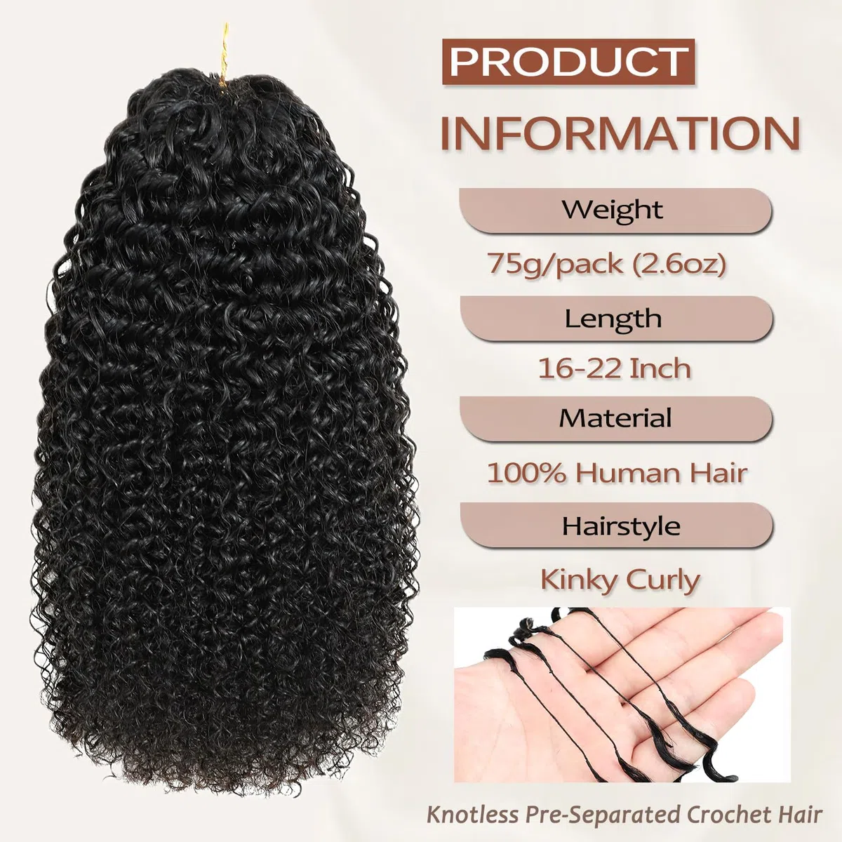 Beauty Youth Kinky lockiges Echthaar, unsichtbare, vorgetrennte Feder-Häkel-Haarverlängerungen für schwarze Frauen, natürliches Schwarz, 70 g/Packung, 40,6 cm