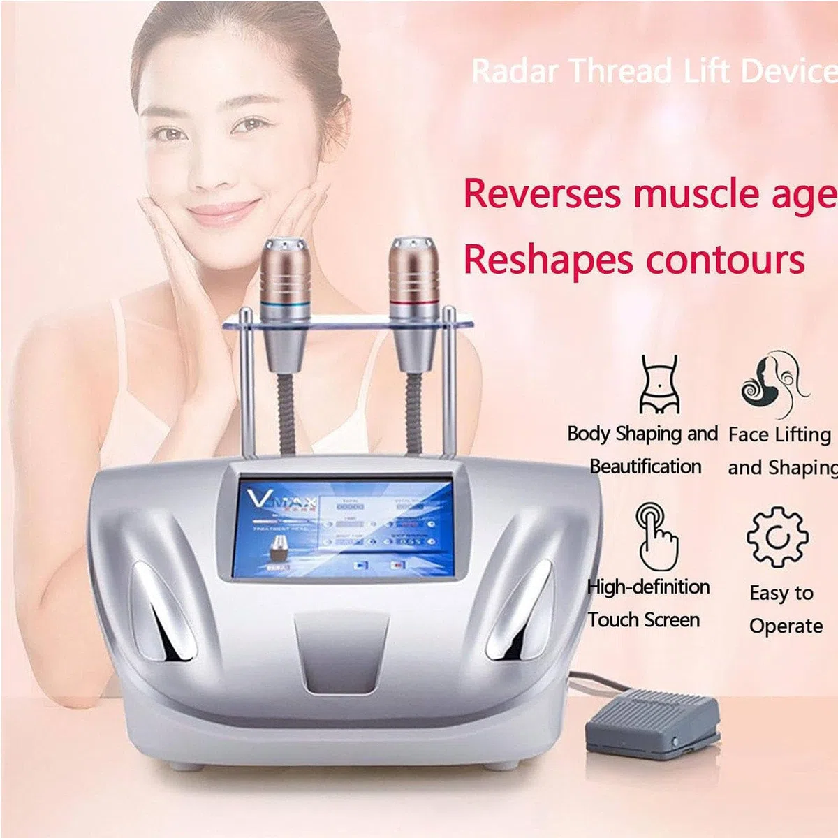 Facelifting Maschine, RF-Schönheitsinstrument Mit Doppelsonde (3,0 Mm/4,5 Mm), 7-Zoll-Touchscreen, Zur Faltenentfernung Und Zur Verwendung Im Anti-Aging-Schönheitssalon
