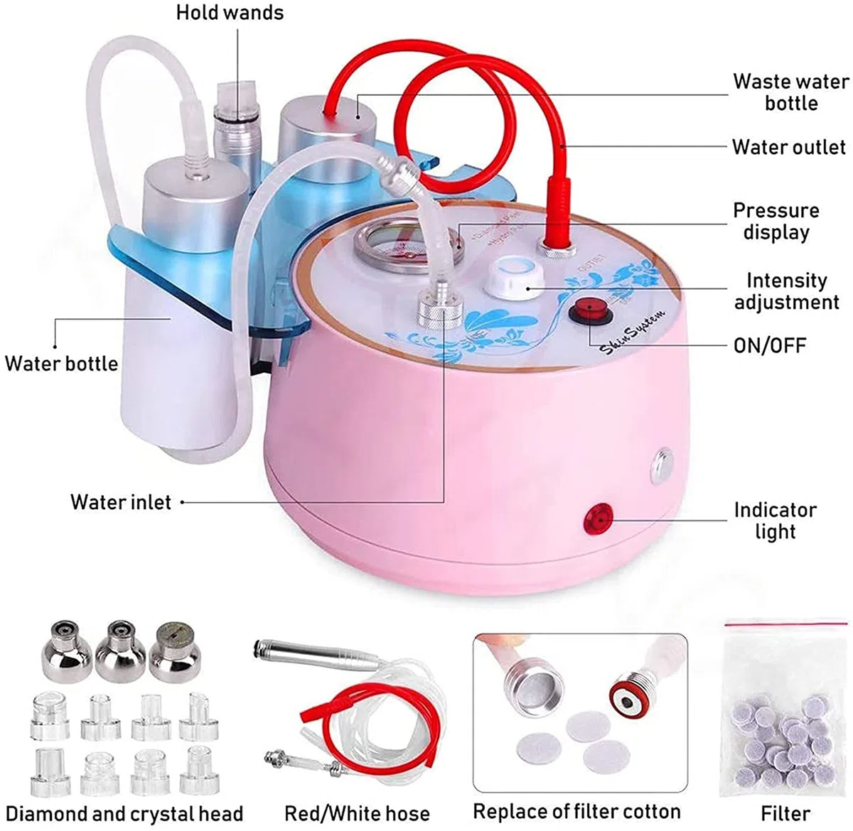 X&Z-XAOY Kleine Bubble Diamond Mikrodermabrasionsmaschine 2 In 1 Diamant-Dermabrasionsmaschine Hautpeeling Verjüngung Hautstraffende Schönheitsmaschine
