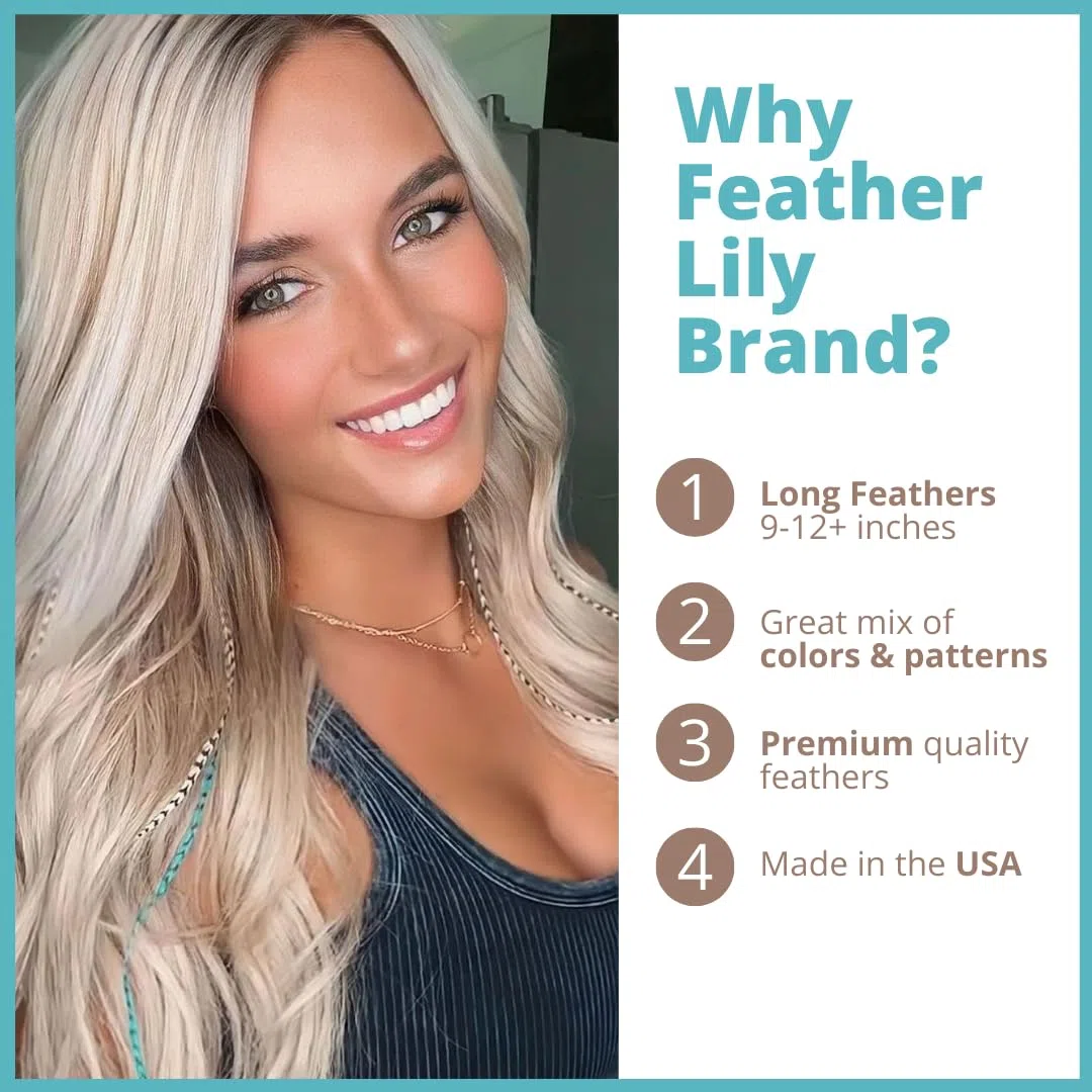 Feather Hair Extensions, 100% Real Rooster Feathers, 10 Long Thin Loose Individual Feathers, By Feather Lily by Feather Lily