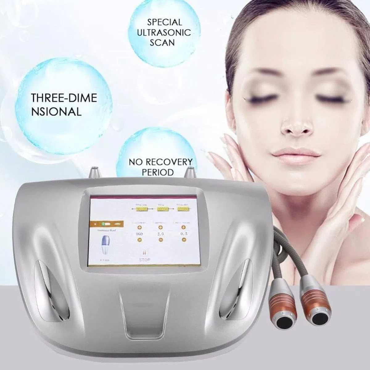 Facelifting Maschine, RF-Schönheitsinstrument Mit Doppelsonde (3,0 Mm/4,5 Mm), 7-Zoll-Touchscreen, Zur Faltenentfernung Und Zur Verwendung Im Anti-Aging-Schönheitssalon