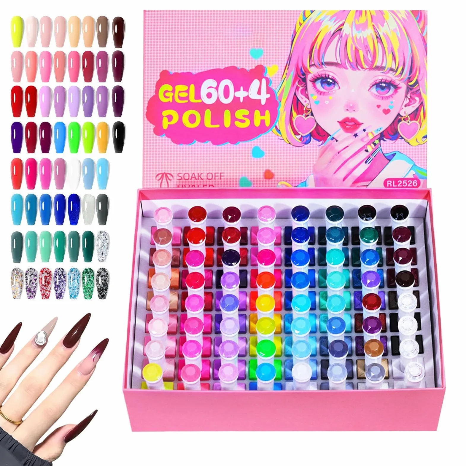 Gel Nagellack Set 60 Farben Anhaltend Schnelltrocknend Schönheitszubehör