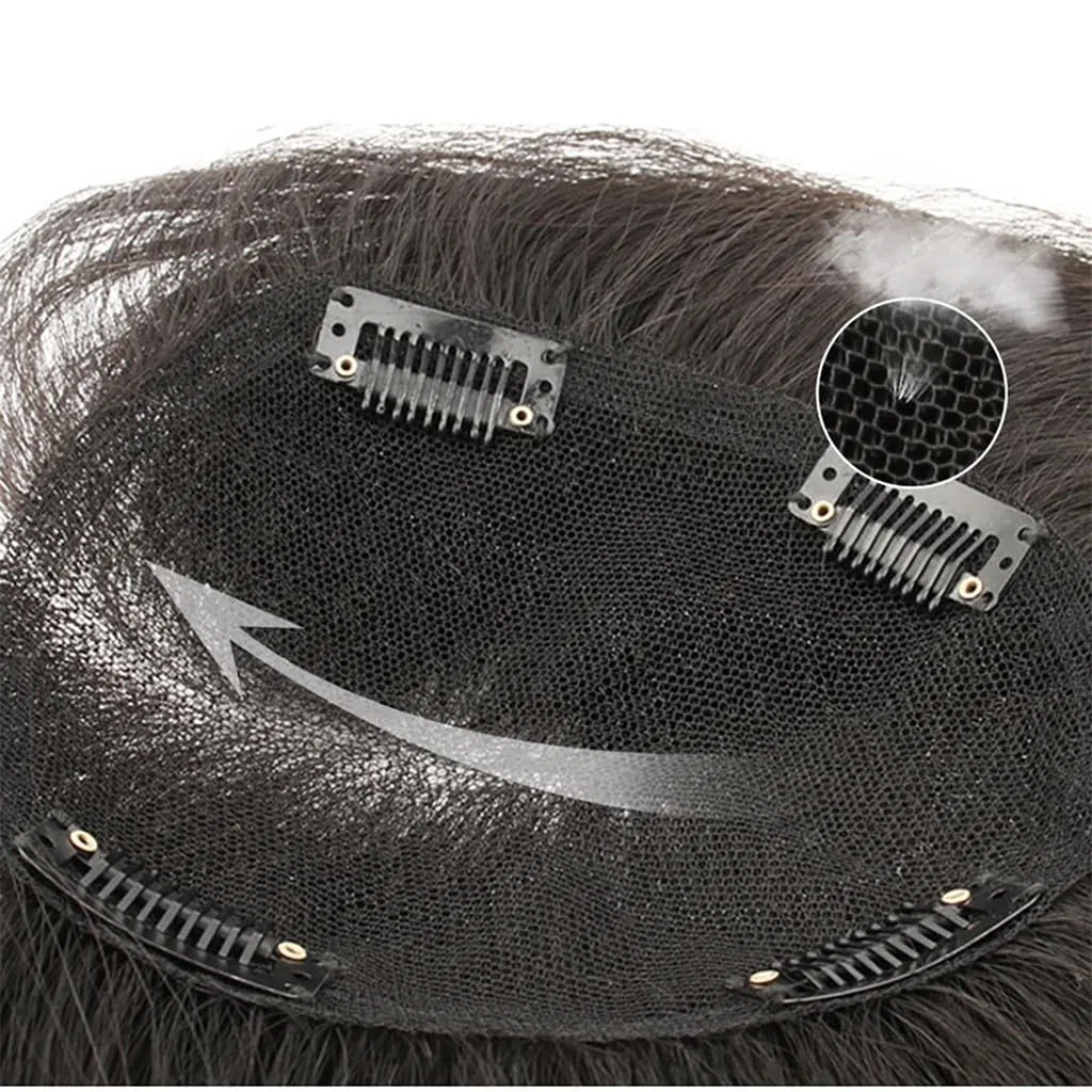 Topper Aus 100% Echthaar For Frauen Atmungsaktives Mesh-Toupet For Den Sommer Kein Pony-Clip Im Oberen Haarteil Handgewebte Haarverlängerungen Ohne Pony For Dünner Werdendes Haar (Size : 12 inch)
