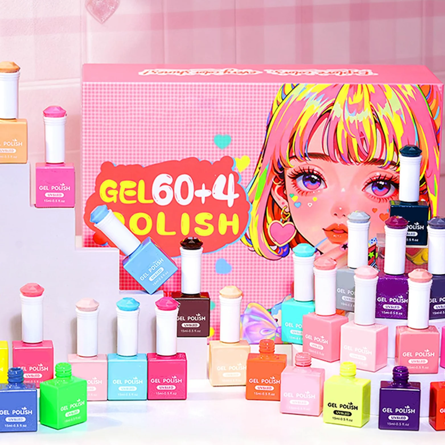 Gel Nagellack Set 60 Farben Anhaltend Schnelltrocknend Schönheitszubehör