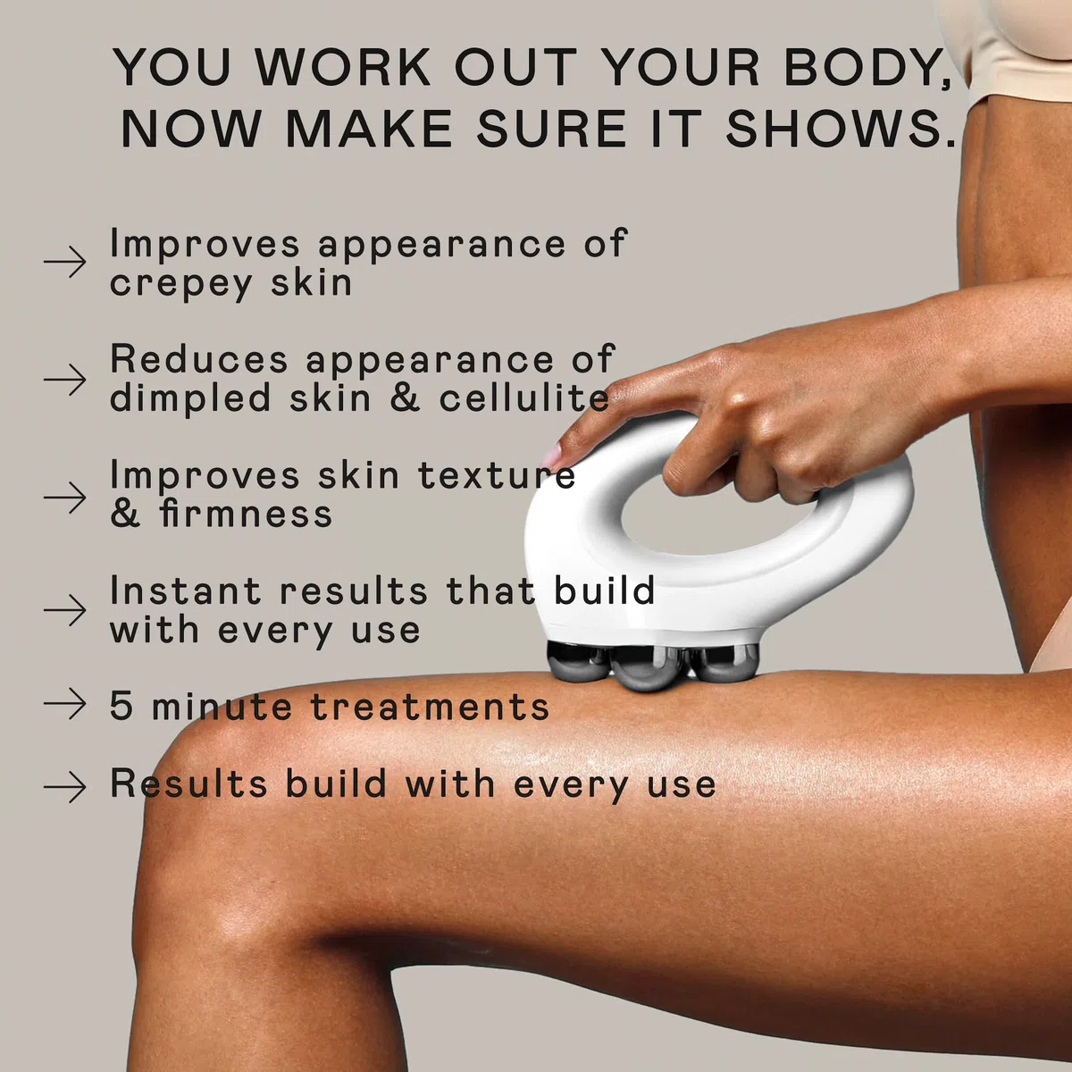 NuFACE NuBODY Toning Device - strafft Arme, Bauch, Beine und Po - Mikrostrom-Gerät zum Body Contouring - strafft die Haut und mindert Cellulite