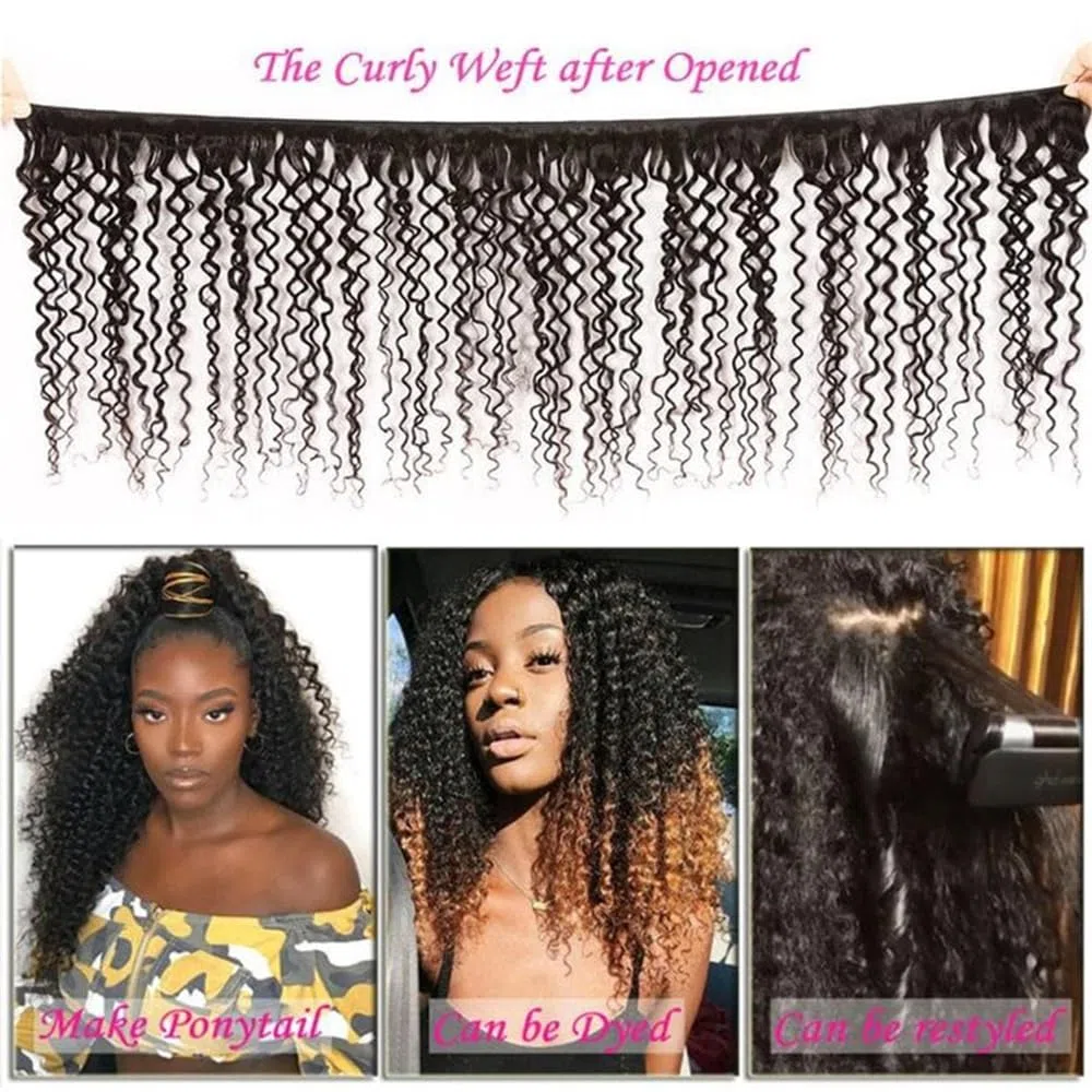 Haarbündel Brasilianisches Echthaar-Webart 1 3 4 Bündel Natürliche Farbe Kinky Curly Remy Haarverlängerungen(22 24 26)