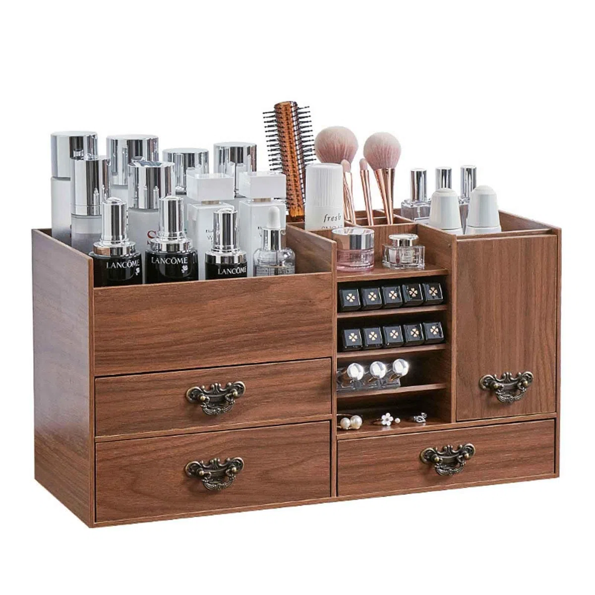 Schreibtisch-Organizer Aus Holz Schubladen-Set, Schminktisch Organizer Mit 3 Schubladen, Büroaufbewahrung, Schmink Organizer Für Badezimmer, Dresser Skincare