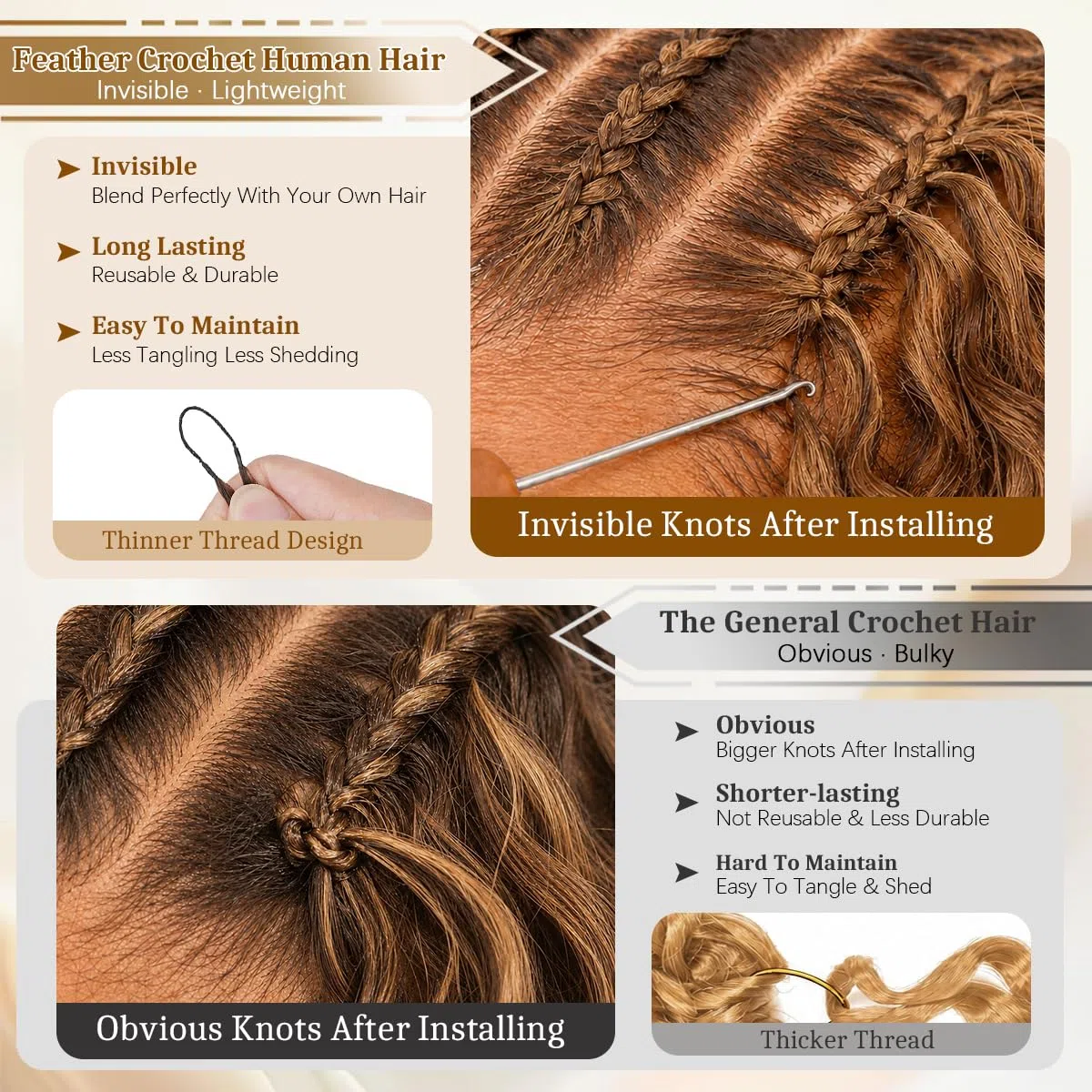 #4/27 Burmesisches lockiges gehäkeltes Echthaar, vorgetrennt, Wunderknoten, Echthaar, 55,9 cm, unsichtbar, knotenlos, Feder-Häkelhaar, wiederverwendbar, für schwarze Frauen, 120 g