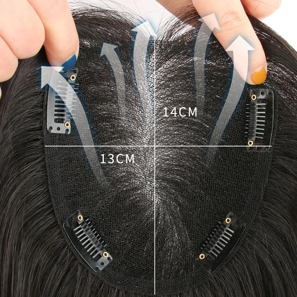 Topper Aus 100% Echthaar For Frauen Atmungsaktives Mesh-Toupet For Den Sommer Kein Pony-Clip Im Oberen Haarteil Handgewebte Haarverlängerungen Ohne Pony For Dünner Werdendes Haar (Size : 12 inch)