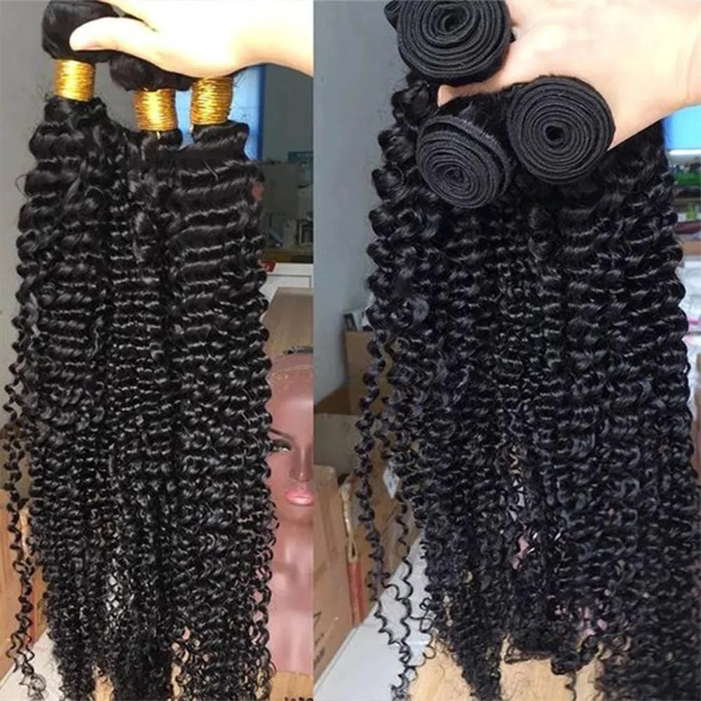 Haarbündel Brasilianisches Echthaar-Webart 1 3 4 Bündel Natürliche Farbe Kinky Curly Remy Haarverlängerungen(22 24 26)