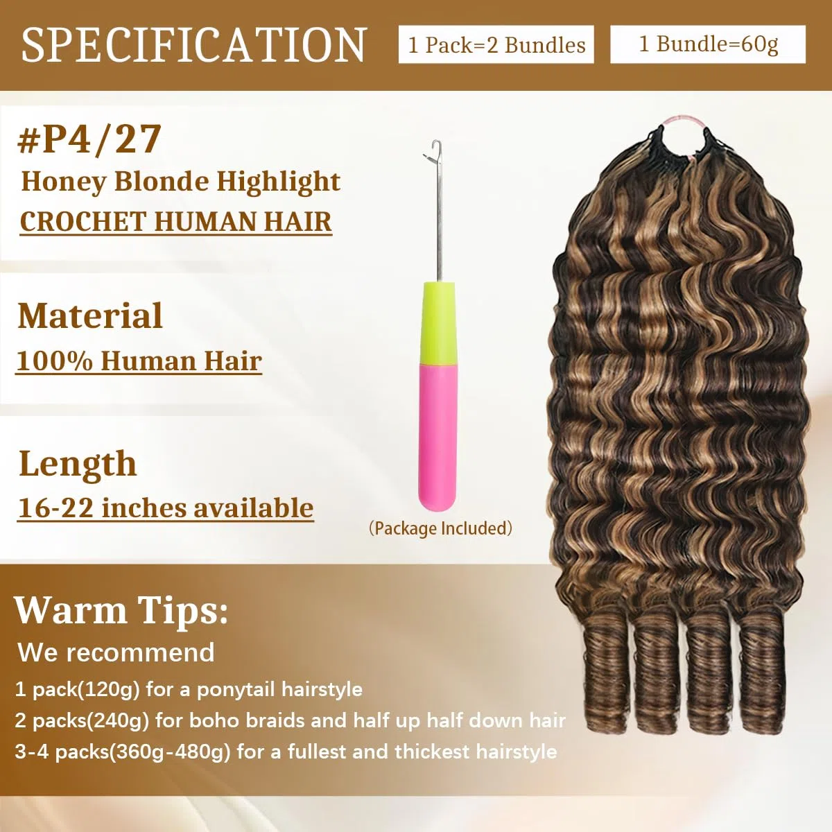 #4/27 Burmesisches lockiges gehäkeltes Echthaar, vorgetrennt, Wunderknoten, Echthaar, 55,9 cm, unsichtbar, knotenlos, Feder-Häkelhaar, wiederverwendbar, für schwarze Frauen, 120 g